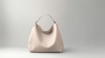 AI generated Taupe Hobo Bag isolated on white background with copy space for advertisement. AI Generated photo