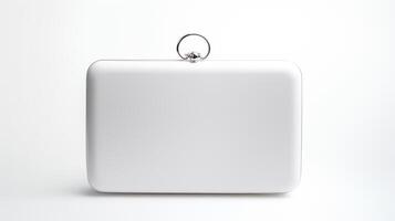 AI generated White Minaudiere Bag isolated on white background with copy space for advertisement. AI Generated photo