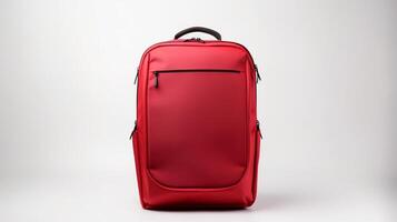 AI generated Red Rolling Backpack Bag isolated on white background with copy space for advertisement. AI Generated photo