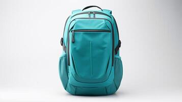 AI generated Teal Travel Backpack Bag isolated on white background with copy space for advertisement. AI Generated photo