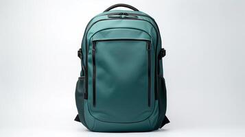 AI generated Teal Travel Backpack Bag isolated on white background with copy space for advertisement. AI Generated photo