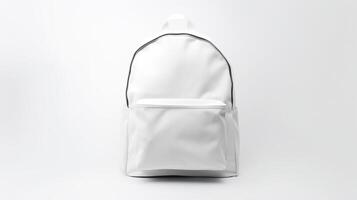 ai generado blanco Moda mochila bolso aislado en blanco antecedentes con Copiar espacio para anuncio publicitario. ai generado foto