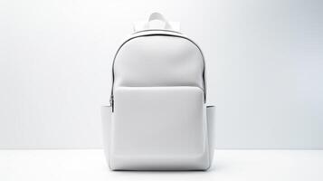 AI generated White Fashion Backpack Bag isolated on white background with copy space for advertisement. AI Generated photo