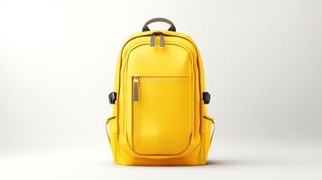AI generated Yellow Cycling Backpack Bag isolated on white background with copy space for advertisement. AI Generated photo