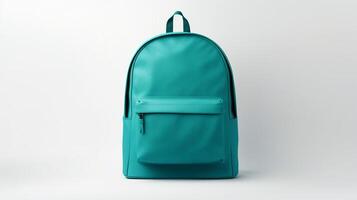 AI generated Teal School Backpack Bag isolated on white background with copy space for advertisement. AI Generated photo