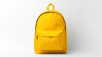 ai generado amarillo mochila bolso aislado en blanco antecedentes con Copiar espacio para anuncio publicitario. ai generado foto