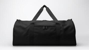 AI generated Black Duffel Bag isolated on white background with copy space for advertisement. AI Generated photo