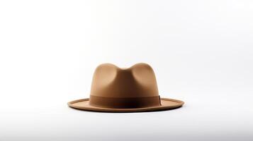 AI generated Photo of Tan Fedora Hat isolated on white background. AI Generated