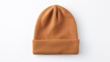 AI generated Photo of Tan Beanie Hat isolated on white background. AI Generated