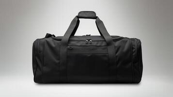 AI generated Black Duffel Bag isolated on white background with copy space for advertisement. AI Generated photo