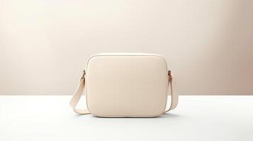 AI generated Cream Crossbody Bag isolated on white background with copy space for advertisement. AI Generated photo