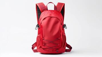 AI generated Red Hydration Backpack Bag isolated on white background with copy space for advertisement. AI Generated photo