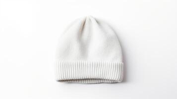 AI generated Photo of White Beanie Hat isolated on white background. AI Generated