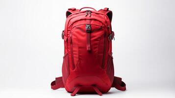 AI generated Red Hydration Backpack Bag isolated on white background with copy space for advertisement. AI Generated photo