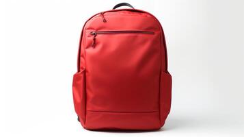 AI generated Red Travel Backpack Bag isolated on white background with copy space for advertisement. AI Generated photo