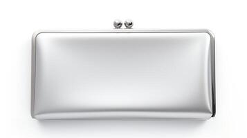 AI generated Silver Frame Clutch Bag isolated on white background with copy space for advertisement. AI Generated photo