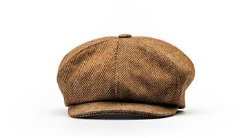 AI generated Photo of Tweed Newsboy Cap isolated on white background. AI Generated