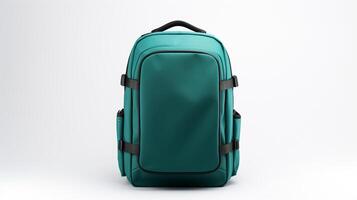 AI generated Teal Rolling Backpack Bag isolated on white background with copy space for advertisement. AI Generated photo