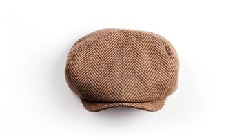 AI generated Photo of Tan Newsboy Cap isolated on white background. AI Generated