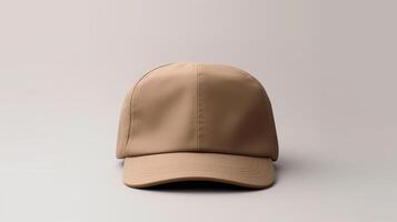 AI generated Photo of Tan Military Cap isolated on white background. AI Generated