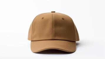 AI generated Photo of Tan Military Cap isolated on white background. AI Generated