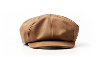 AI generated Photo of Tan Newsboy Cap isolated on white background. AI Generated