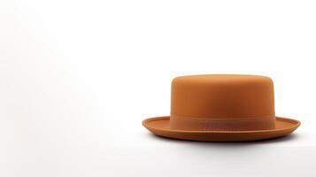 AI generated Photo of Tan Pork Pie Hat isolated on white background. AI Generated