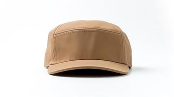 AI generated Photo of Tan Military Cap isolated on white background. AI Generated