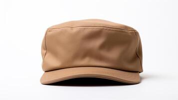 AI generated Photo of Tan Military Cap isolated on white background. AI Generated