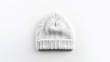 AI generated Photo of White Beanie Hat isolated on white background. AI Generated