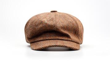 AI generated Photo of Tweed Newsboy Cap isolated on white background. AI Generated