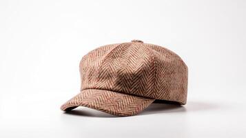 AI generated Photo of Tweed Newsboy Cap isolated on white background. AI Generated