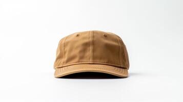 AI generated Photo of Tan Military Cap isolated on white background. AI Generated