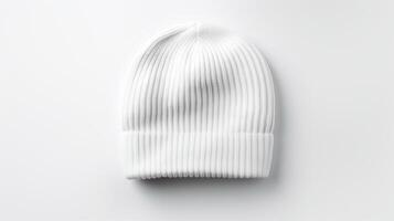 AI generated Photo of White Beanie Hat isolated on white background. AI Generated