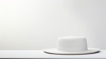 AI generated Photo of White Boater Hat isolated on white background. AI Generated