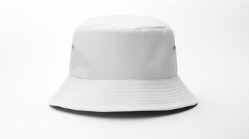 AI generated Photo of White Bucket Hat isolated on white background. AI Generated