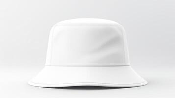 ai generado foto de blanco Cubeta sombrero aislado en blanco antecedentes. ai generado