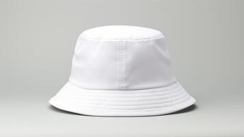 AI generated Photo of White Bucket Hat isolated on white background. AI Generated