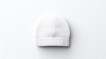 AI generated Photo of White Beanie cap isolated on white background. AI Generated