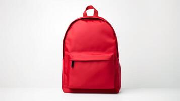 AI generated Red School Backpack Bag isolated on white background with copy space for advertisement. AI Generated photo