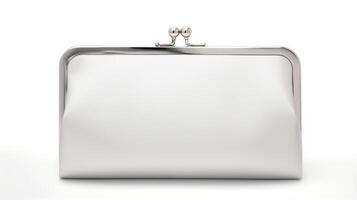 AI generated Silver Frame Clutch Bag isolated on white background with copy space for advertisement. AI Generated photo