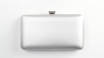 AI generated Silver Box Clutch Bag isolated on white background with copy space for advertisement. AI Generated photo