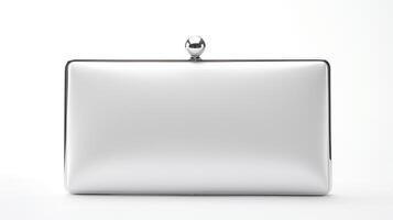 AI generated Silver Frame Clutch Bag isolated on white background with copy space for advertisement. AI Generated photo