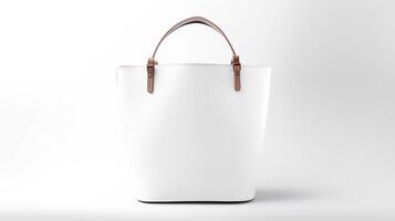 AI generated White Bucket Bag isolated on white background with copy space for advertisement. AI Generated photo