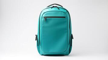 AI generated Teal Travel Backpack Bag isolated on white background with copy space for advertisement. AI Generated photo