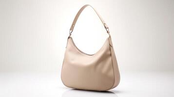 AI generated Taupe Hobo Bag isolated on white background with copy space for advertisement. AI Generated photo
