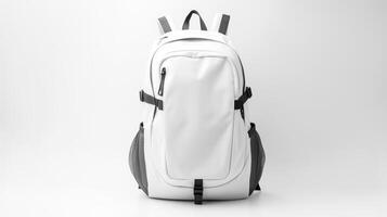 AI generated White Cycling Backpack Bag isolated on white background with copy space for advertisement. AI Generated photo