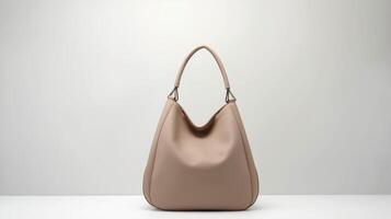 AI generated Taupe Hobo Bag isolated on white background with copy space for advertisement. AI Generated photo