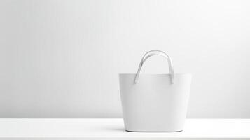 AI generated White Bucket Bag isolated on white background with copy space for advertisement. AI Generated photo