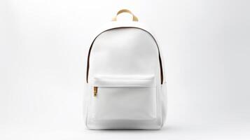 AI generated White Fashion Backpack Bag isolated on white background with copy space for advertisement. AI Generated photo